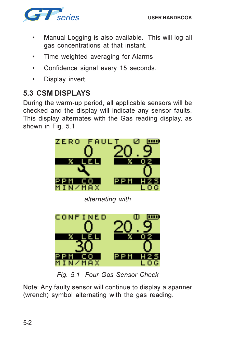 3 csm displays, Csm displays, Displays, csm | 3 csm displays -2 | Heath Consultants GT Series User Manual | Page 56 / 170