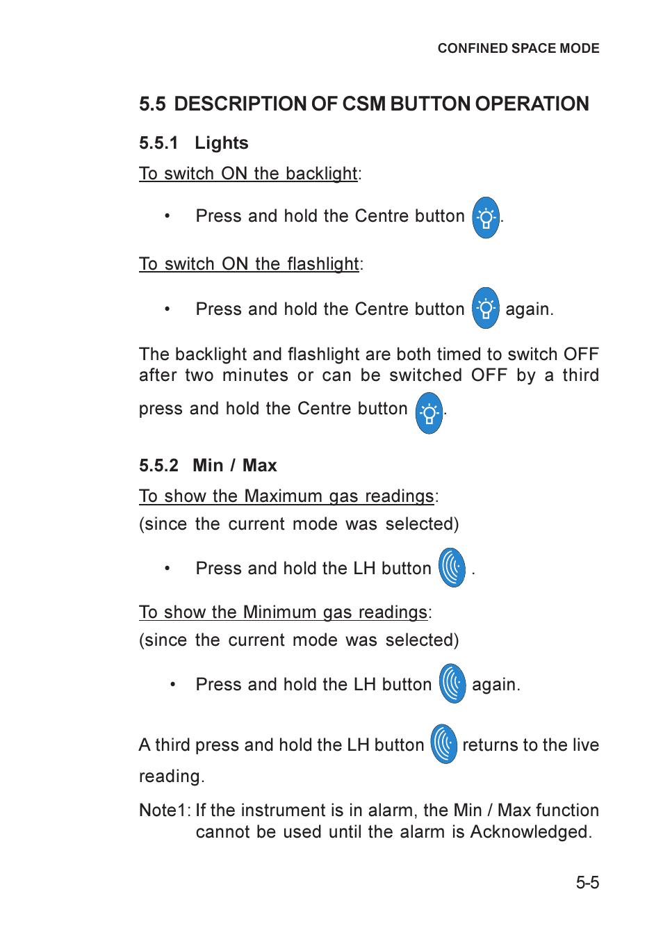 5 description of csm button operation, Description of csm button operation | Heath Consultants GT Series User Manual | Page 59 / 170