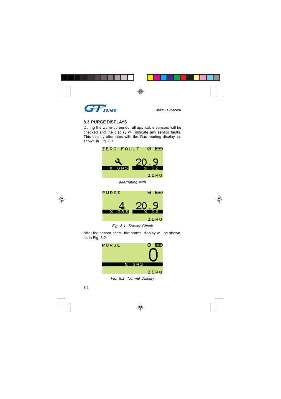 3 purge displays, Displays, purge, Purge displays | 1 pressure | Heath Consultants GT Series User Manual | Page 86 / 170