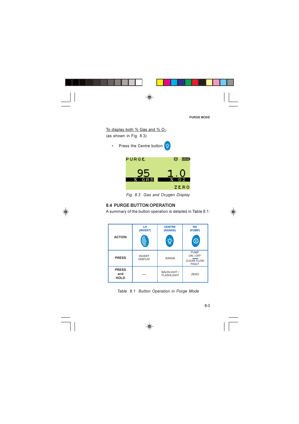 4 purge button operation, Purge button operation, 2 pressure | Heath Consultants GT Series User Manual | Page 87 / 170