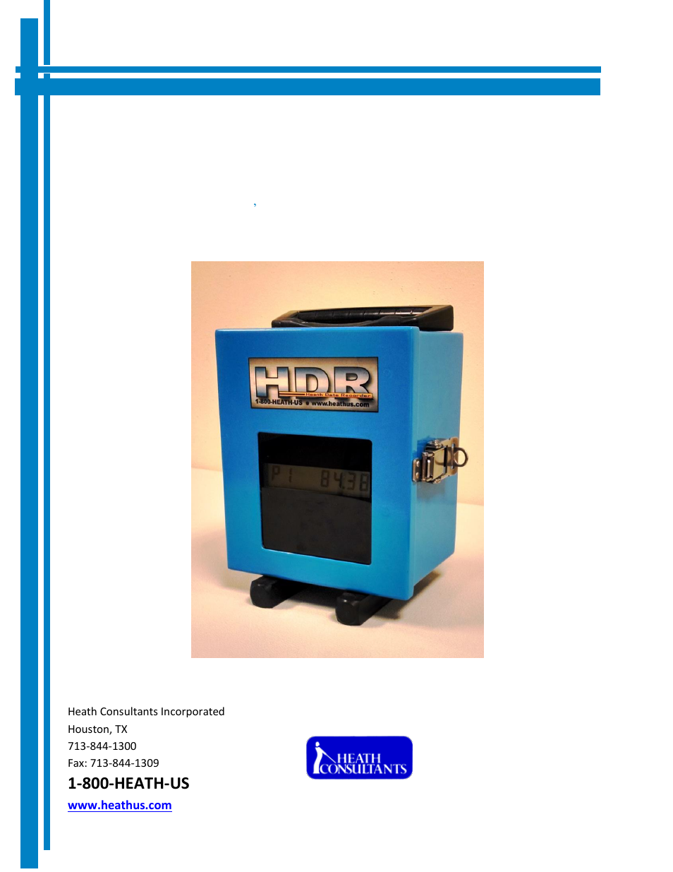 Heath Consultants Heath Data Recorder (HDR) User Manual | 45 pages