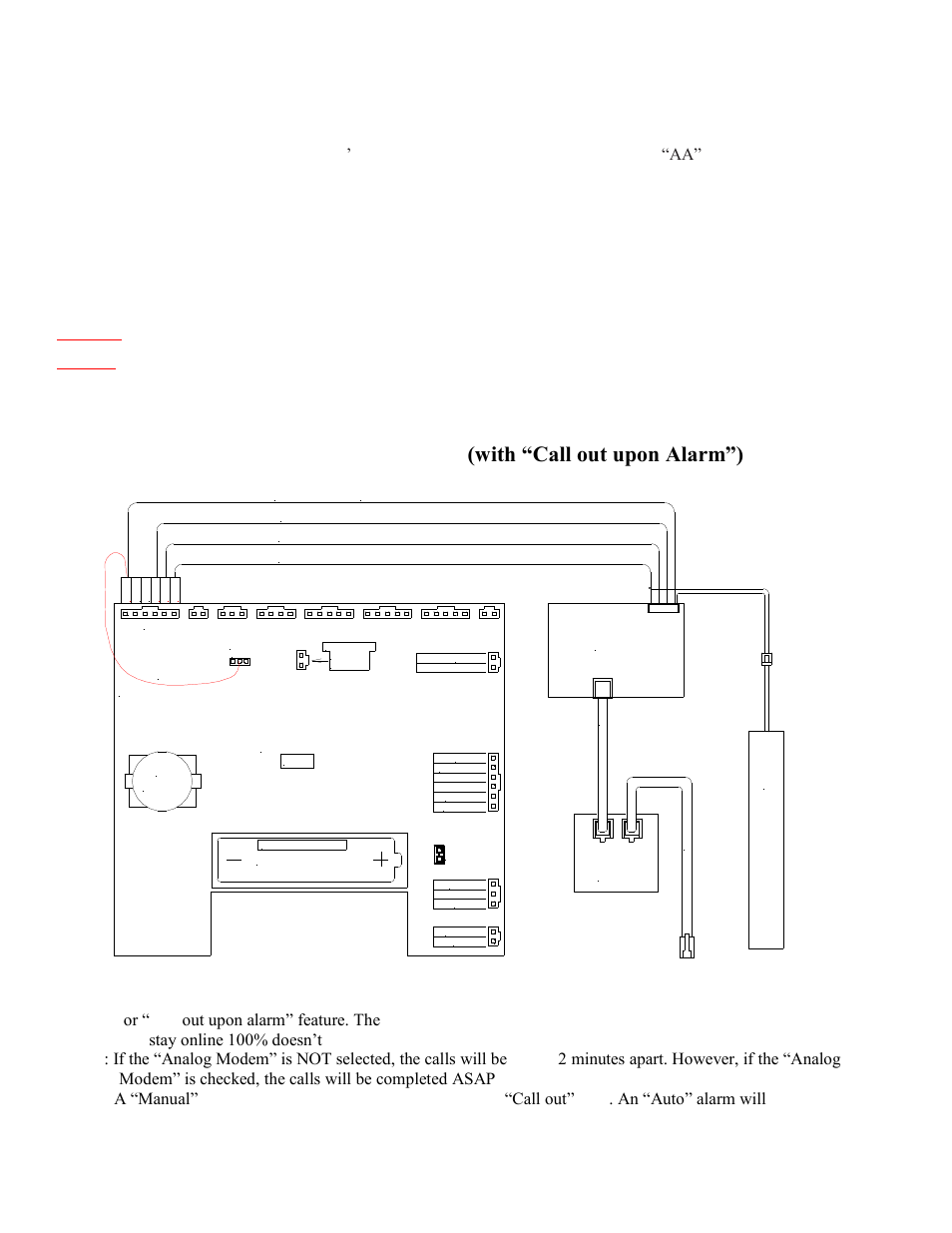 Internal modem wiring, Internal modem, With “call out upon alarm”) | Heath Consultants Heath Data Recorder (HDR) User Manual | Page 10 / 45