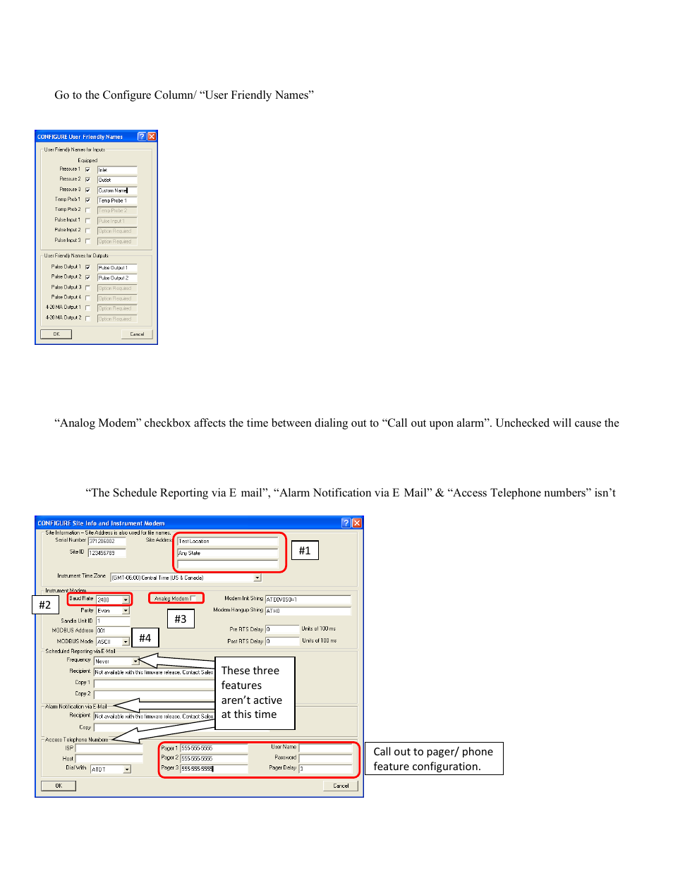 Hdr configuration- detailed, User friendly names, Site info and instrument modem | Heath Consultants Heath Data Recorder (HDR) User Manual | Page 16 / 45