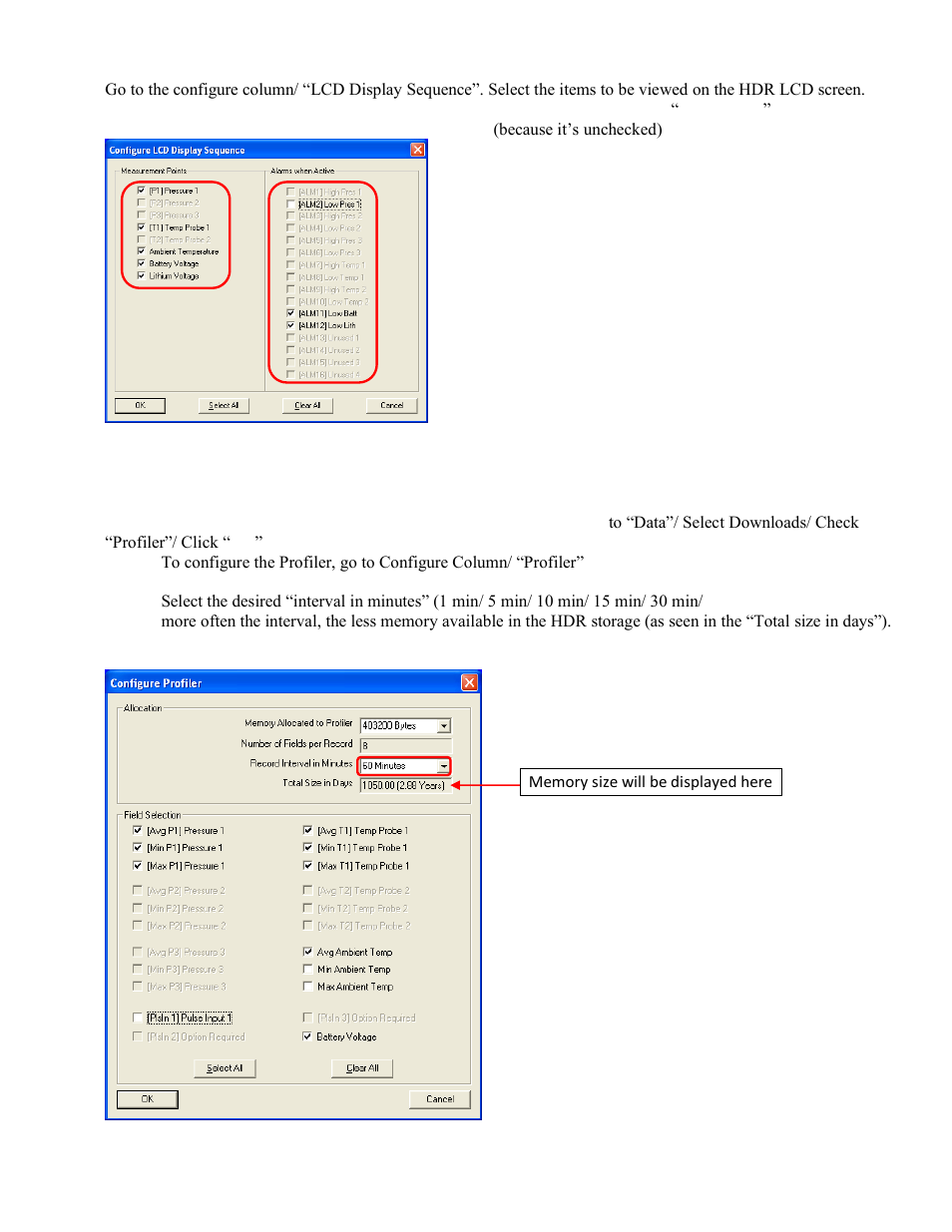 Configure lcd sequence, The hdr has 3 types of data logs | Heath Consultants Heath Data Recorder (HDR) User Manual | Page 19 / 45
