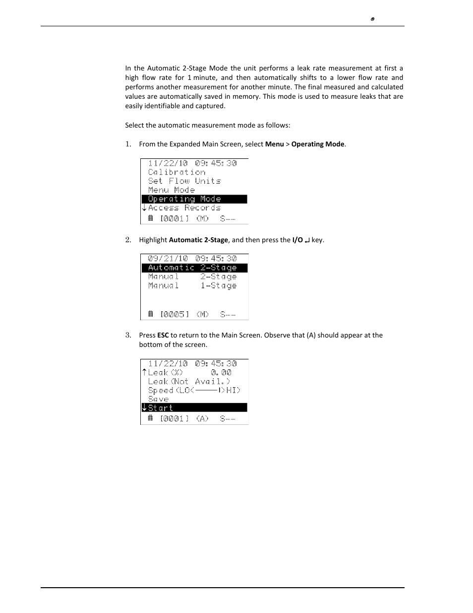 1 automatic 2-stage measurement mode, Automatic 2-stage measurement mode | Heath Consultants Hi Flow Sampler User Manual | Page 20 / 62