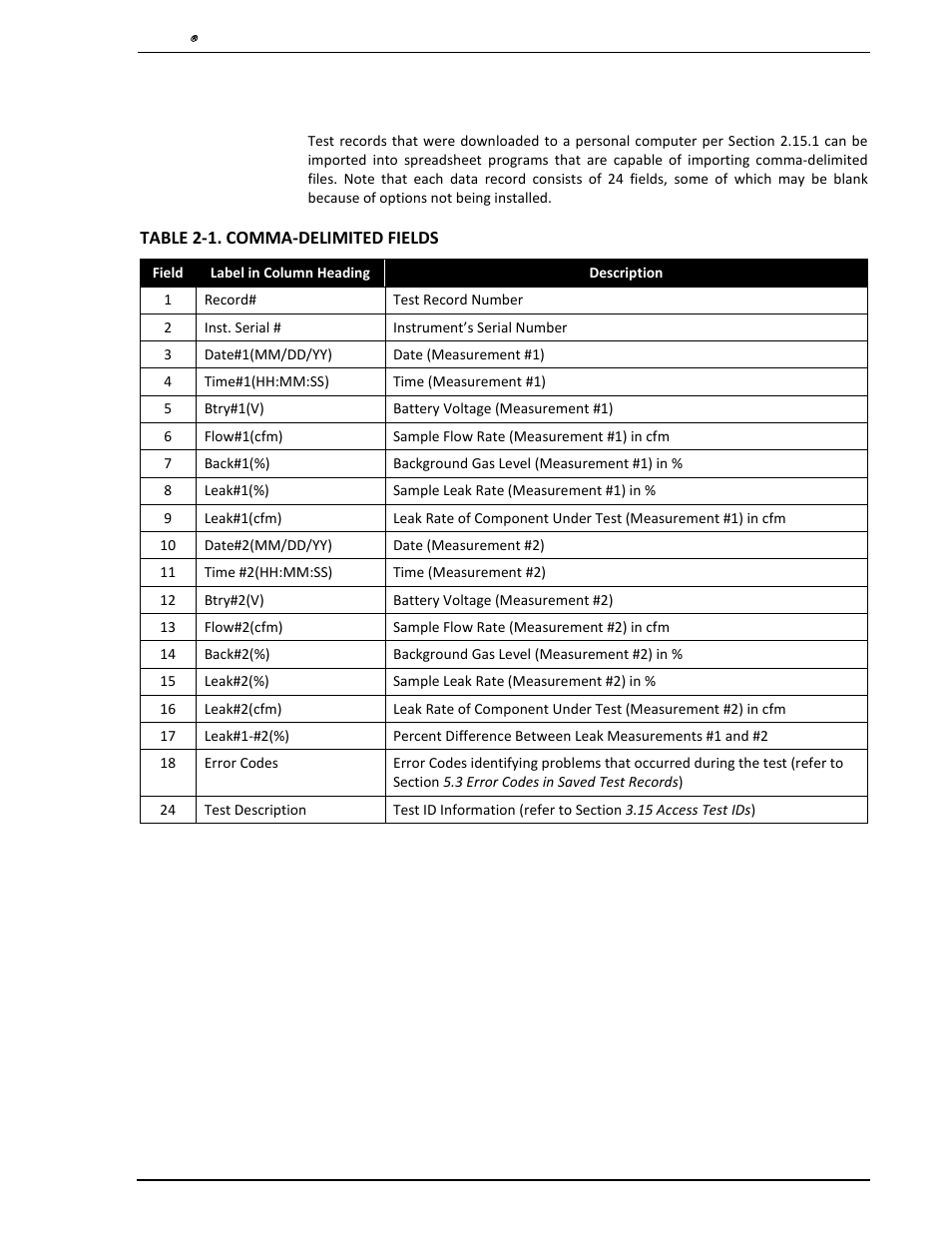 16 importing saved data into a spreadsheet, Importing saved data into a spreadsheet | Heath Consultants Hi Flow Sampler User Manual | Page 25 / 62