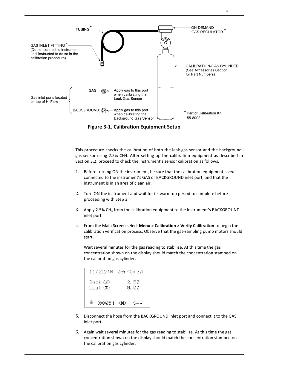 3 check calibration procedure, Check calibration procedure, Figure 3-1. calibration equipment setup | Heath Consultants Hi Flow Sampler User Manual | Page 40 / 62