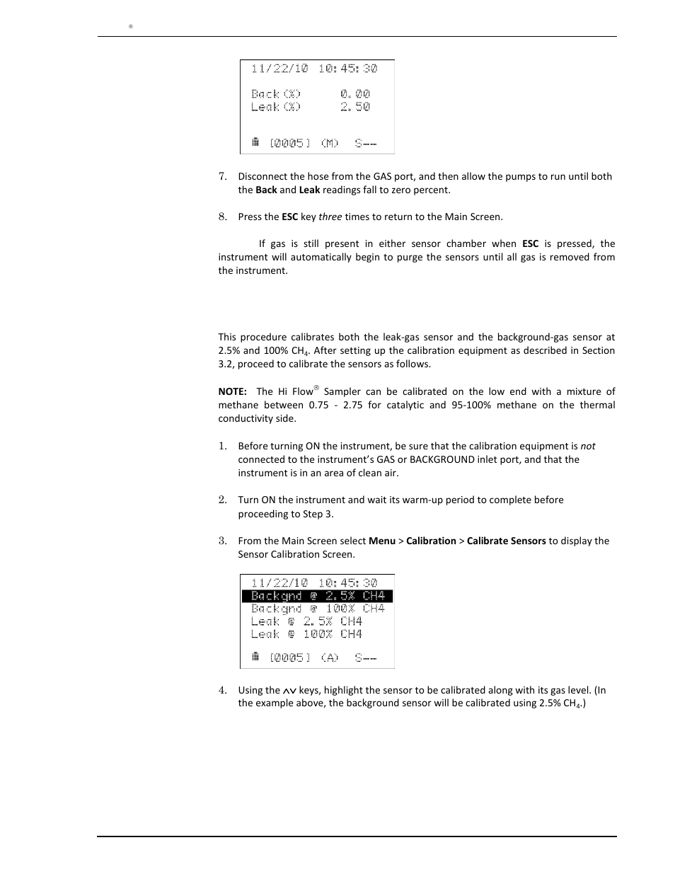 4 gas calibration procedure, Gas calibration procedure | Heath Consultants Hi Flow Sampler User Manual | Page 41 / 62