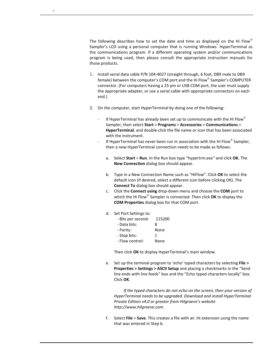 8 setting date and time, Setting date and time | Heath Consultants Hi Flow Sampler User Manual | Page 53 / 62