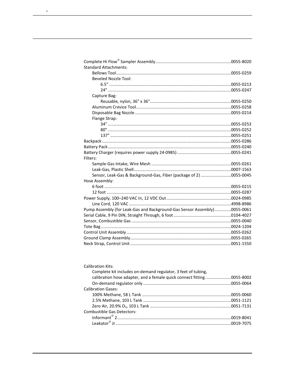 8 parts & service, 1 replacement parts, 2 optional accessories | Parts & service, Replacement parts, Optional accessories | Heath Consultants Hi Flow Sampler User Manual | Page 59 / 62