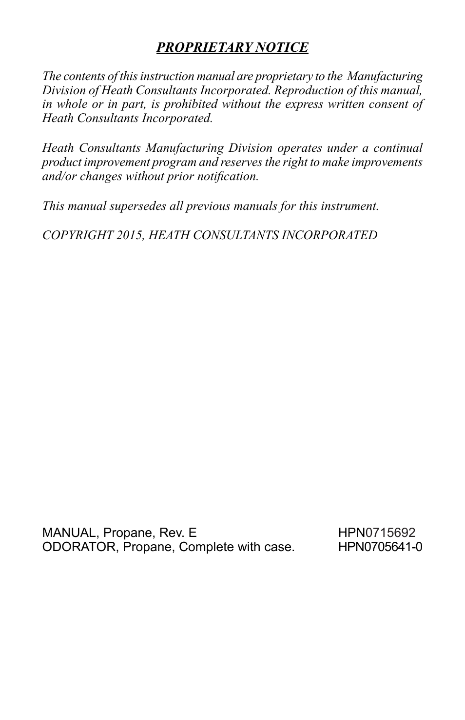 Heath Consultants Odorator Propane User Manual | Page 2 / 32