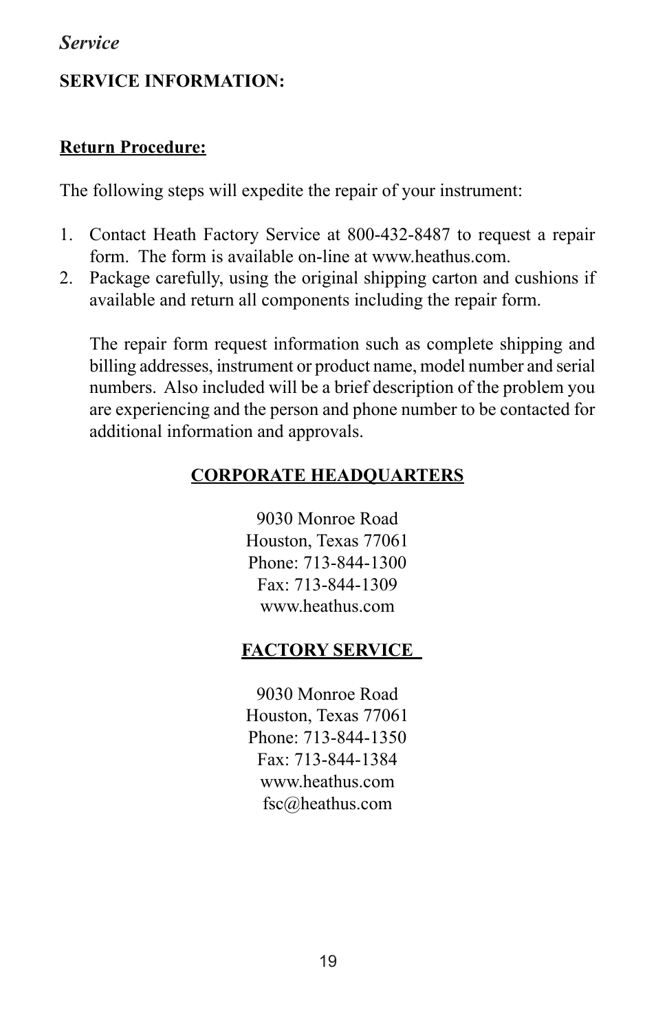 Heath Consultants Odorator Propane User Manual | Page 28 / 32