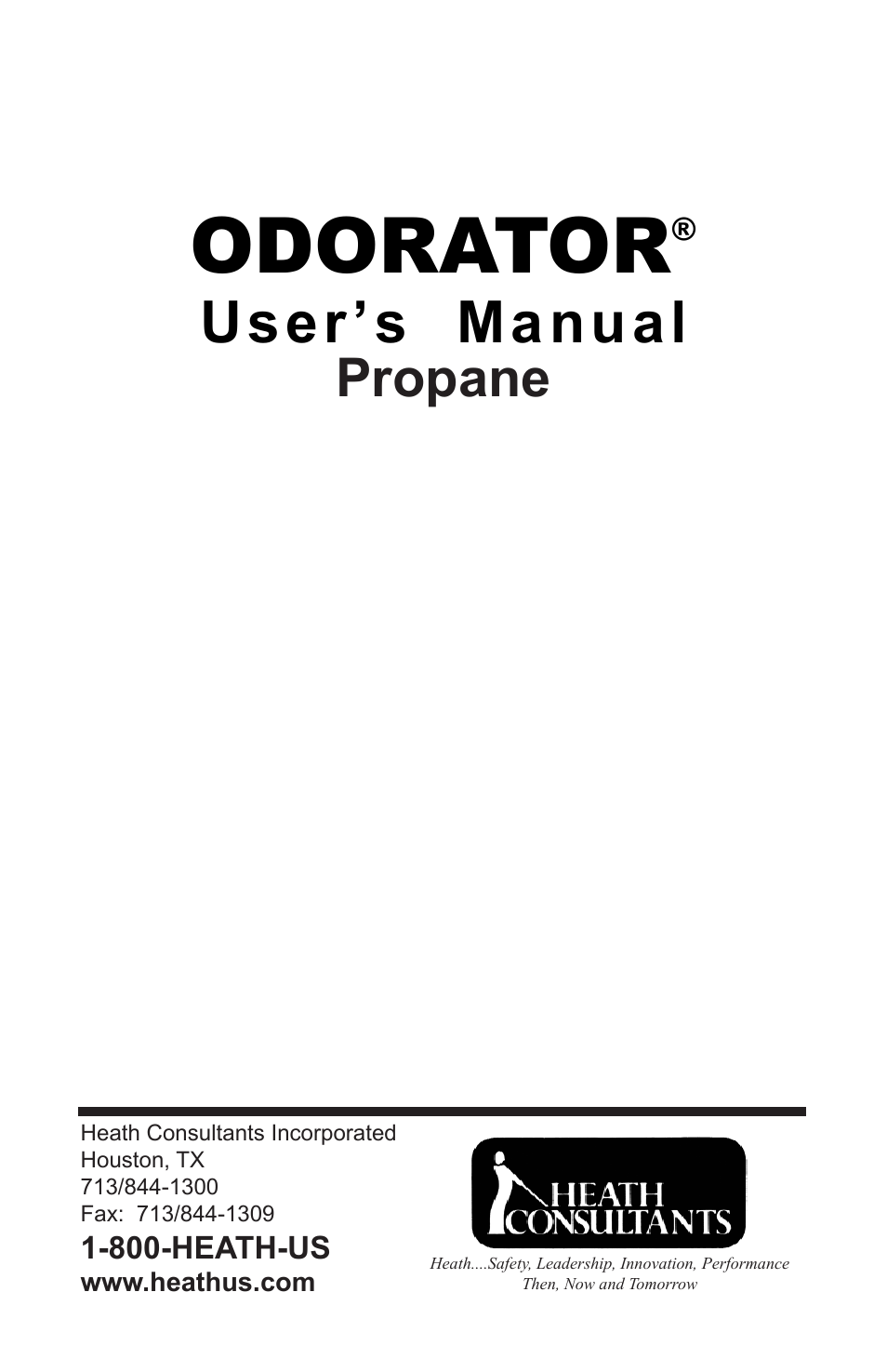 Odorator, User’s manual, Propane | Heath Consultants Odorator Propane User Manual | Page 3 / 32