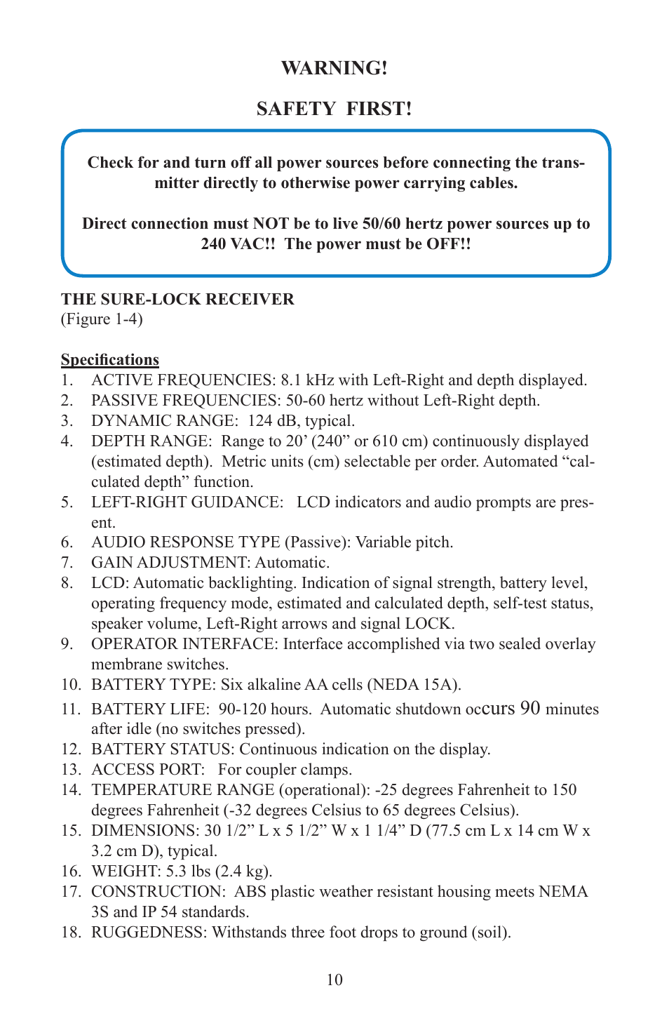 Warning! safety first, Curs 90 | Heath Consultants Sure-Lock All Pro User Manual | Page 13 / 41