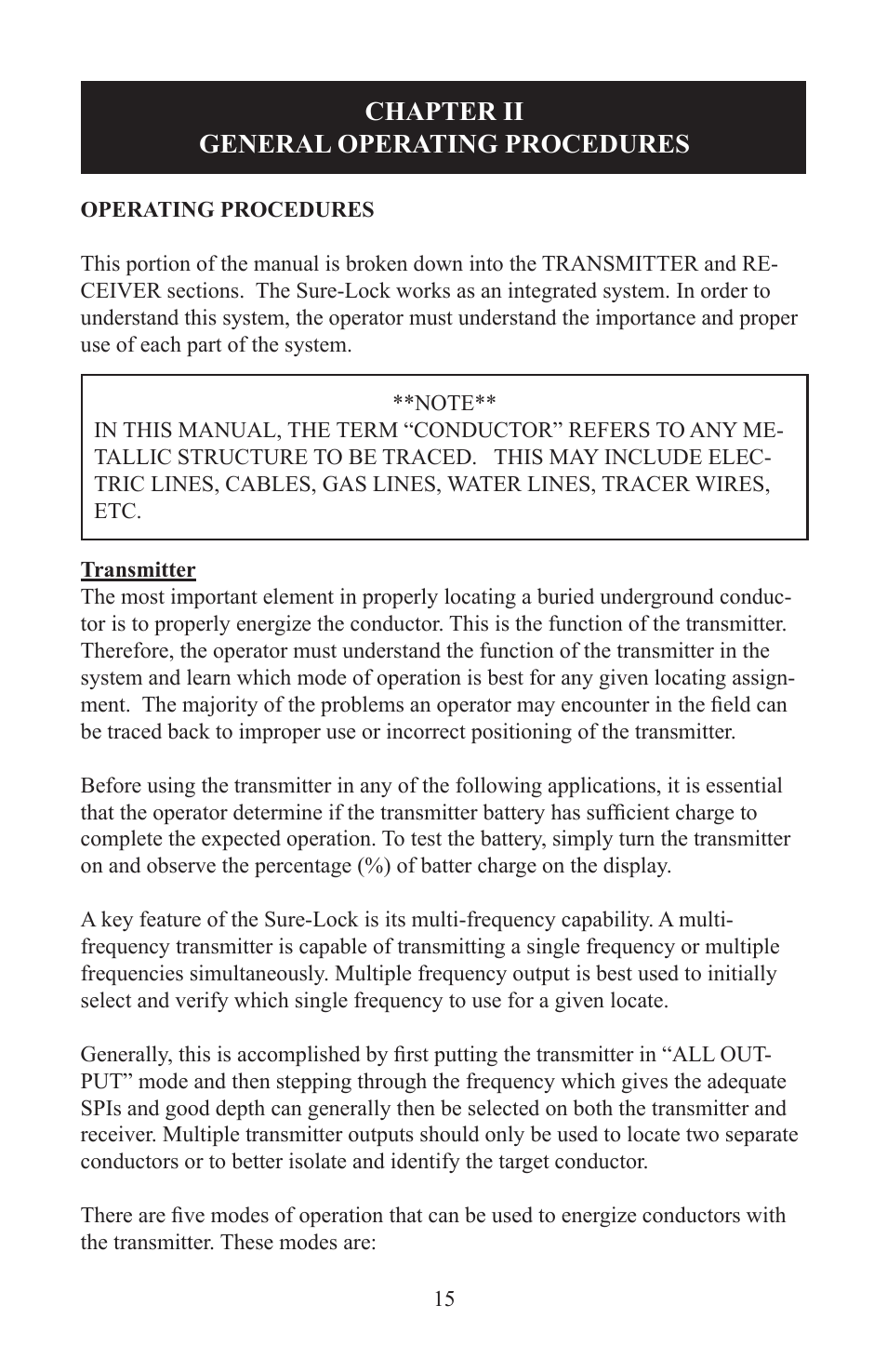 Chapter ii general operating procedures | Heath Consultants Sure-Lock All Pro User Manual | Page 18 / 41