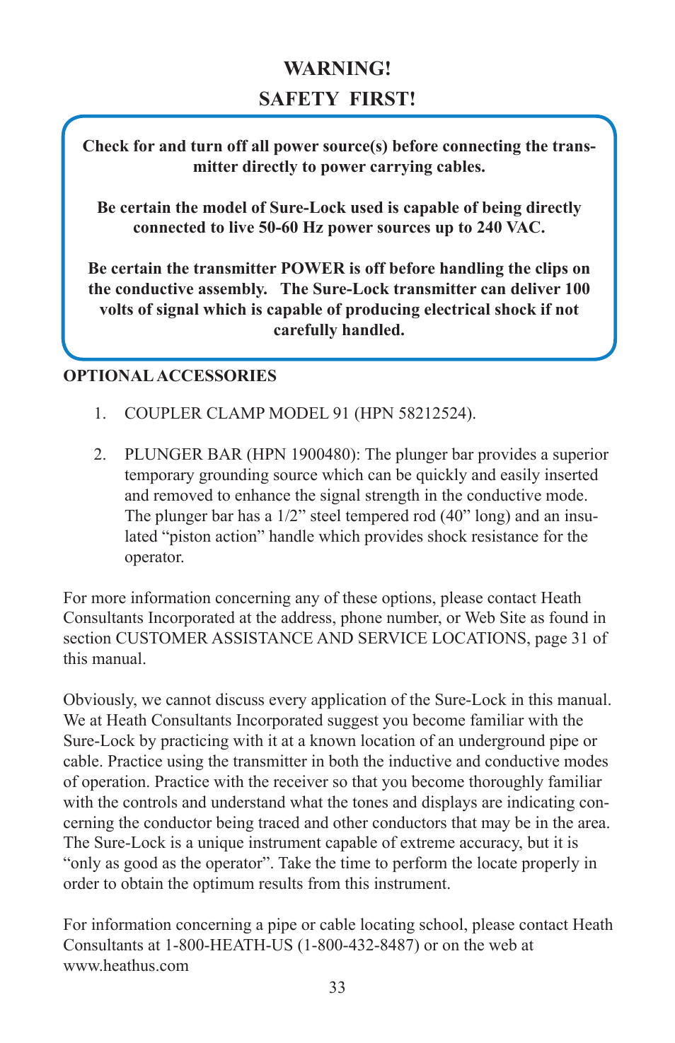 Warning! safety first | Heath Consultants Sure-Lock Distance Pro User Manual | Page 36 / 40