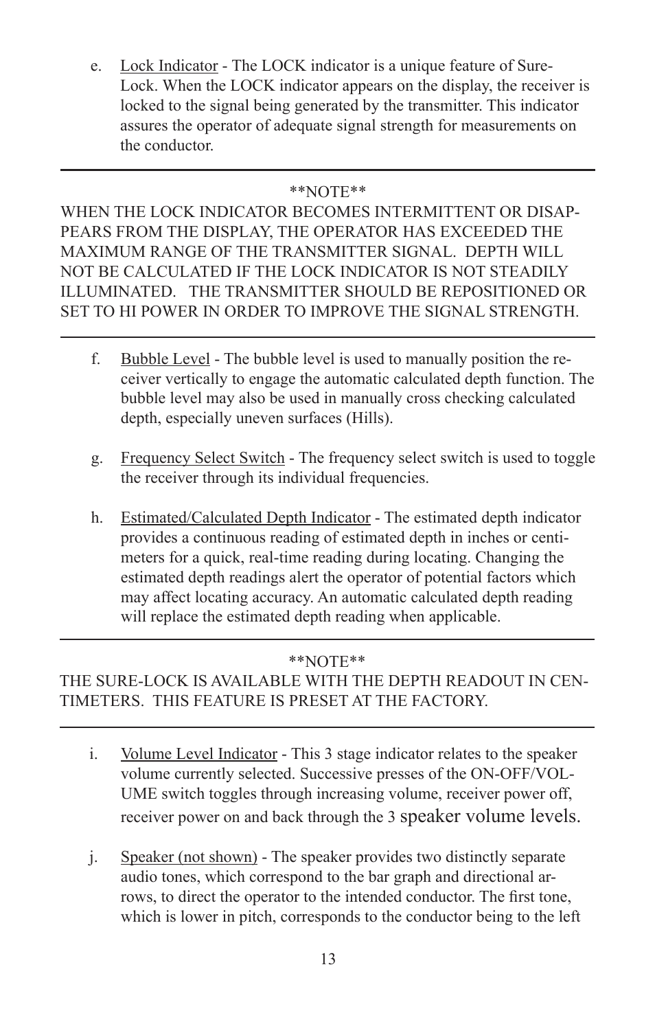 Speaker volume levels | Heath Consultants Sure-Lock Utility Pro User Manual | Page 16 / 40