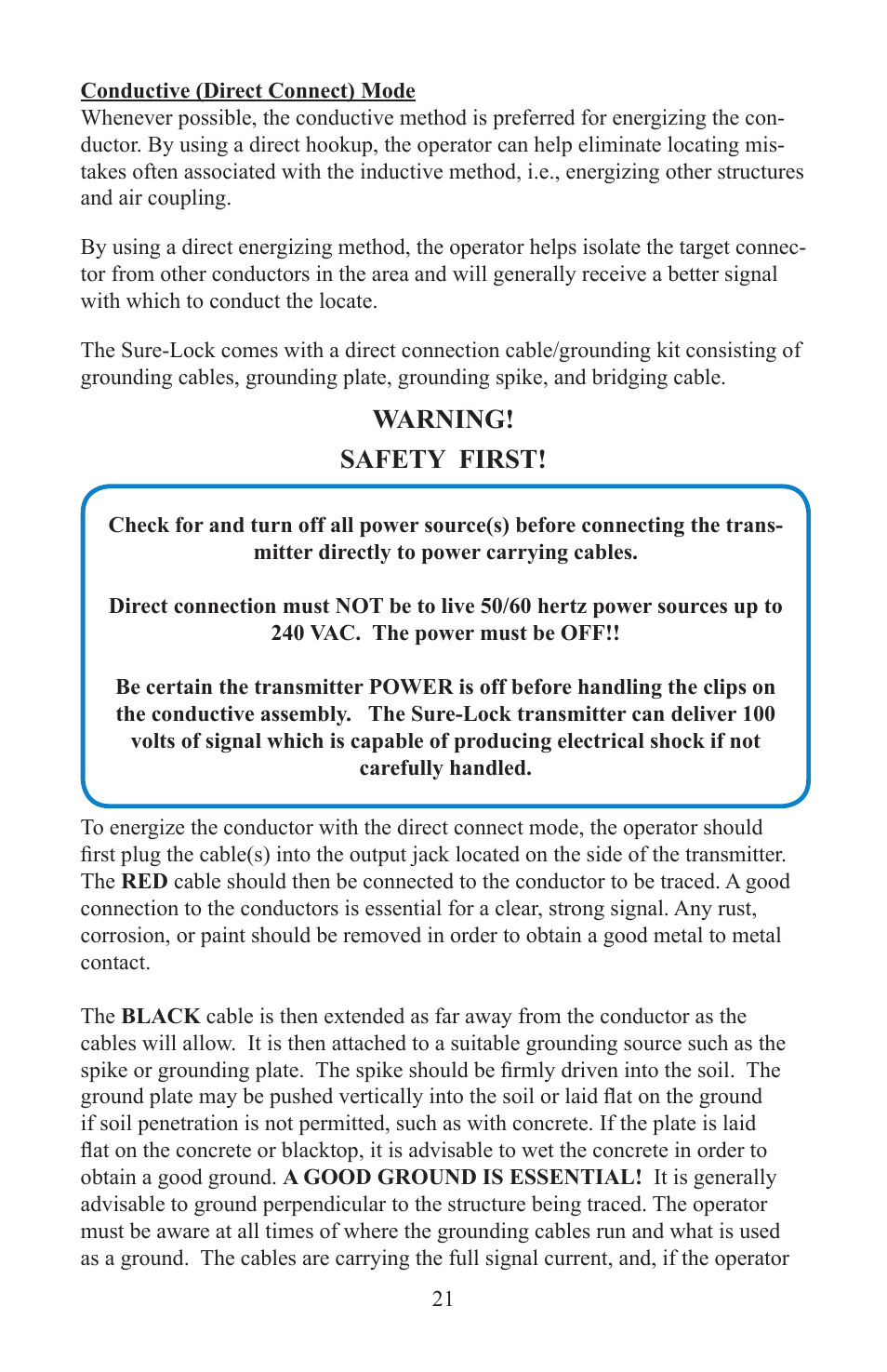 Warning! safety first | Heath Consultants Sure-Lock Utility Pro User Manual | Page 24 / 40