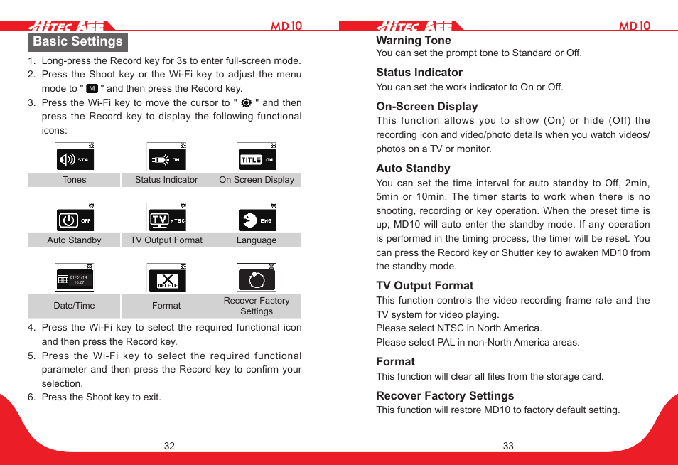Basic settings | HITEC MD10 User Manual | Page 17 / 32