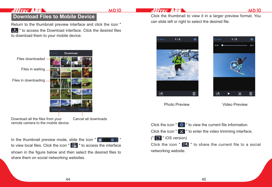 Download files to mobile device | HITEC MD10 User Manual | Page 23 / 32