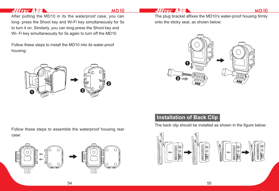 Installation of back clip | HITEC MD10 User Manual | Page 28 / 32