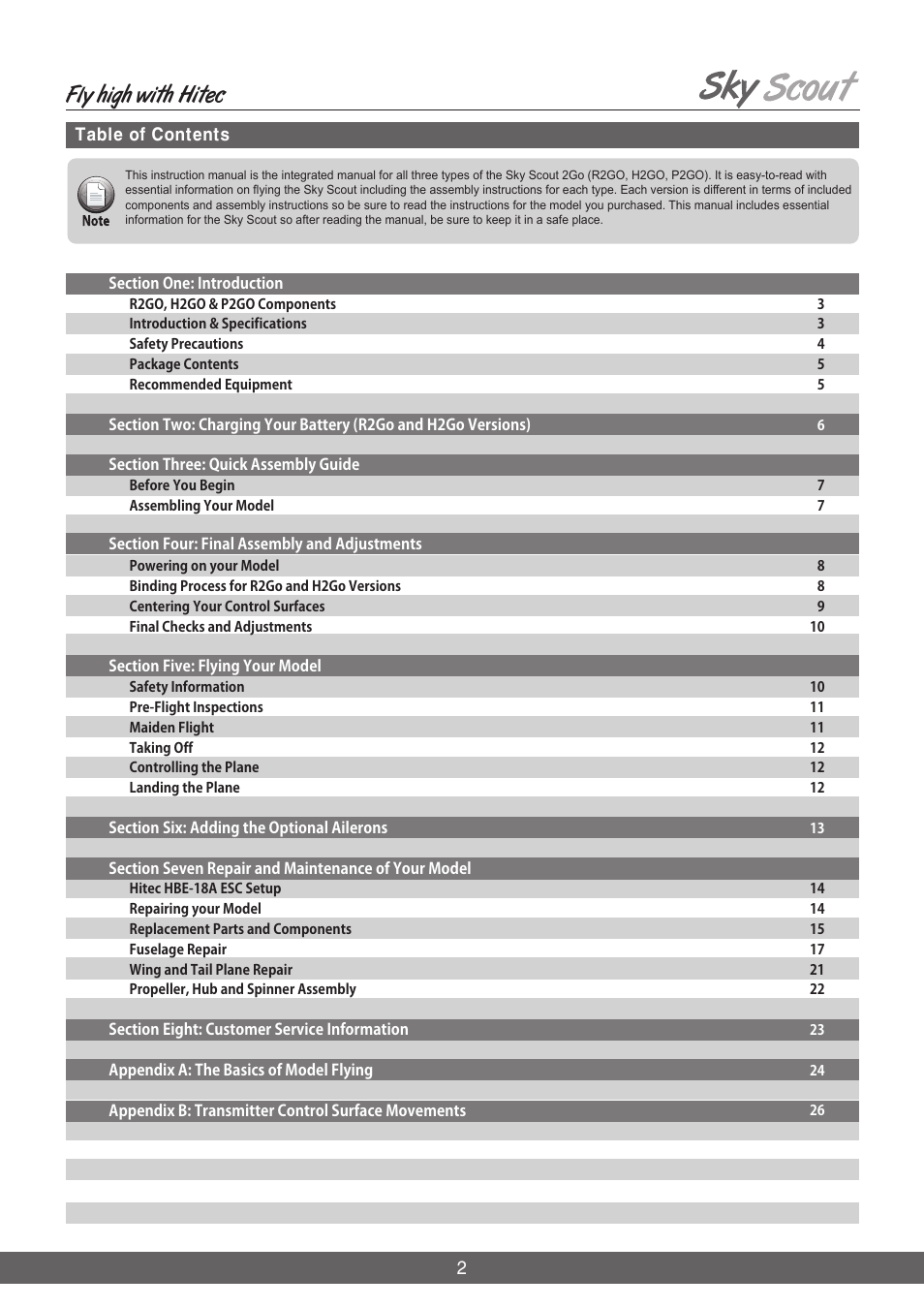 Fly high with hitec | HITEC Sky Scout (2GO) User Manual | Page 2 / 32