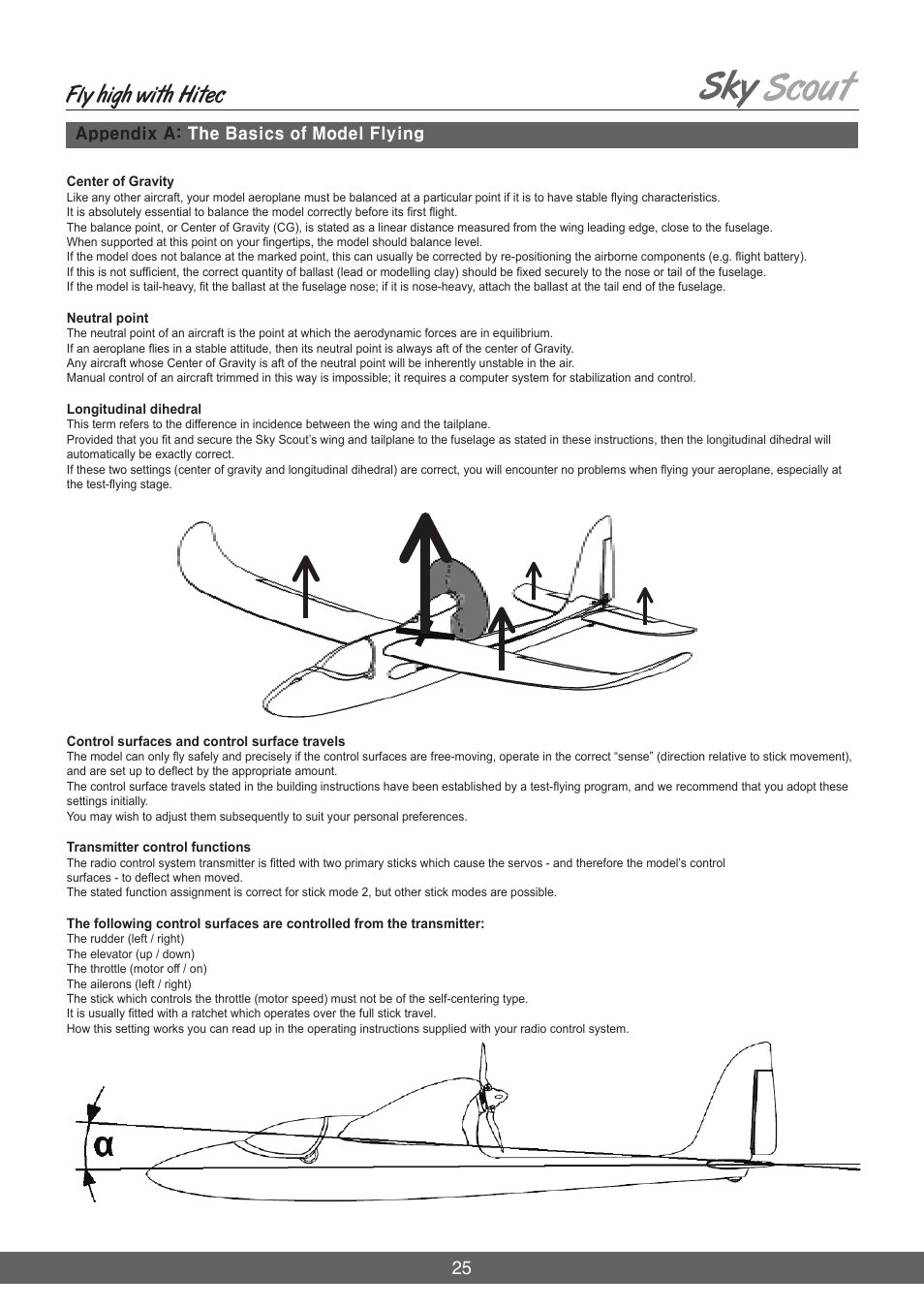 Fly high with hitec, Appendix a: the basics of model flying | HITEC Sky Scout (2GO) User Manual | Page 25 / 32
