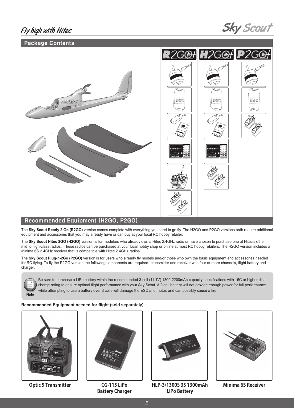 Fly high with hitec | HITEC Sky Scout (2GO) User Manual | Page 5 / 32