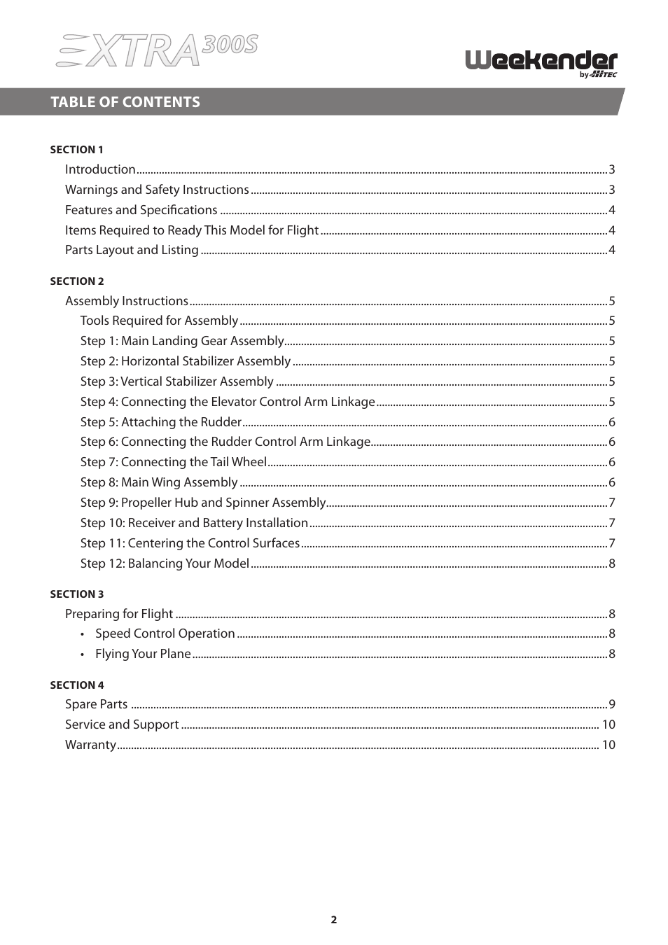HITEC Extra 300S User Manual | Page 2 / 12