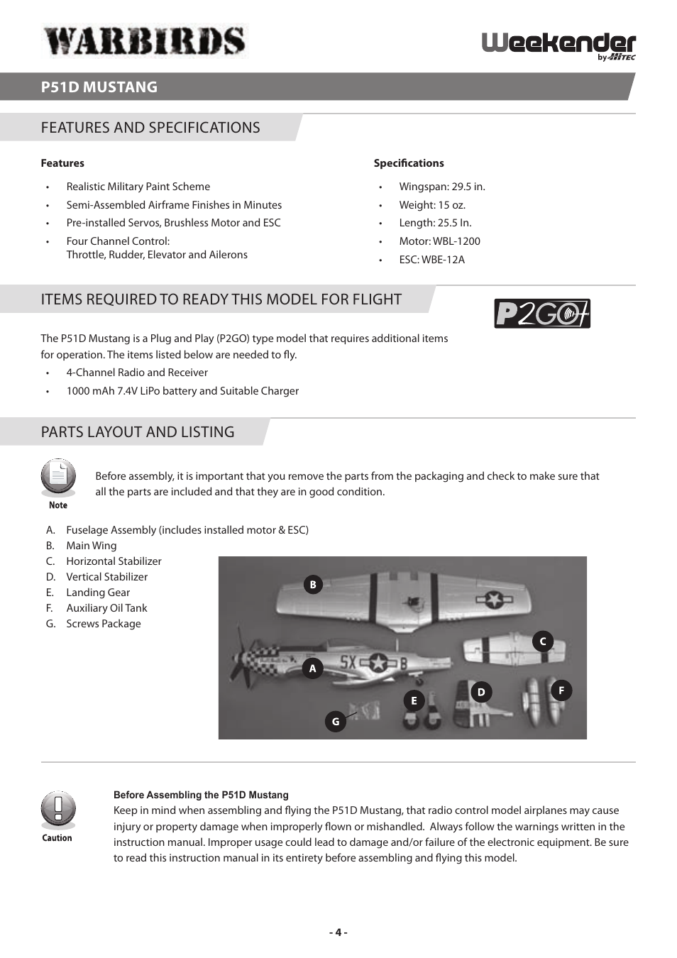 P51d mustang | HITEC P-51 Mustang User Manual | Page 4 / 16