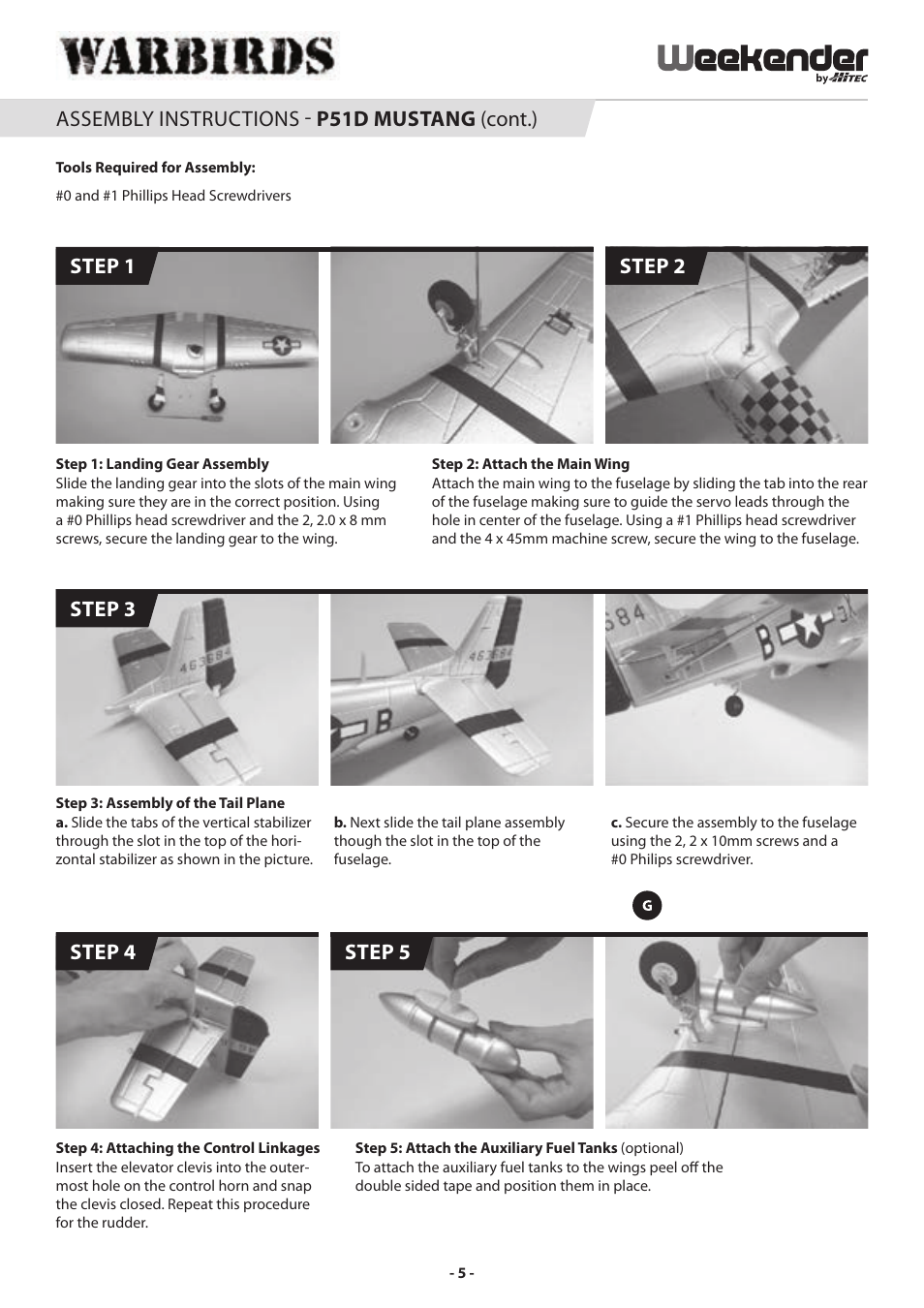 Step 4 step 5 | HITEC P-51 Mustang User Manual | Page 5 / 16