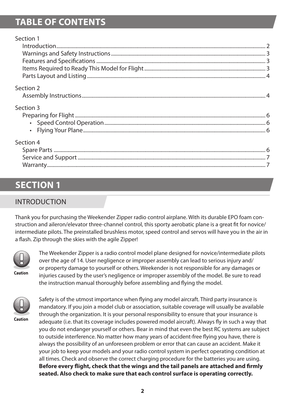 HITEC Zipper User Manual | Page 2 / 8