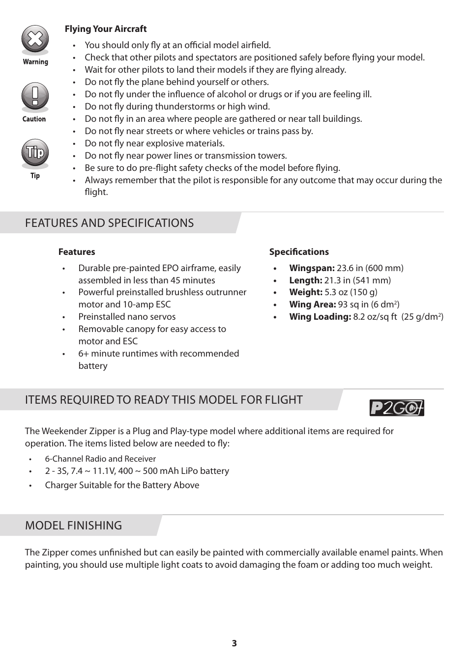 Model finishing | HITEC Zipper User Manual | Page 3 / 8