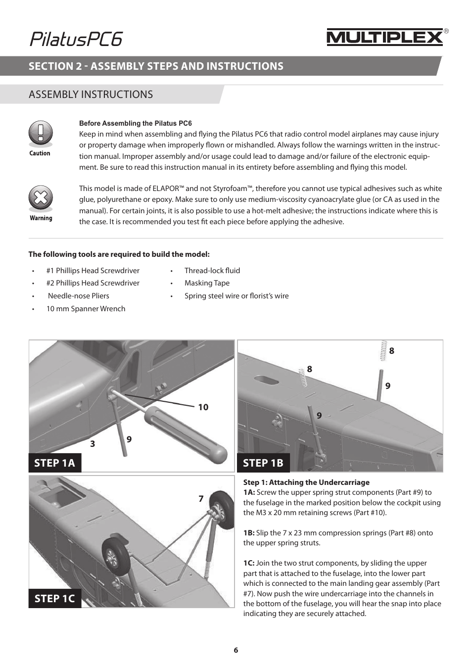 Pilatuspc6, Assembly instructions | HITEC Pilatus PC-6 Turbo Porter User Manual | Page 6 / 12