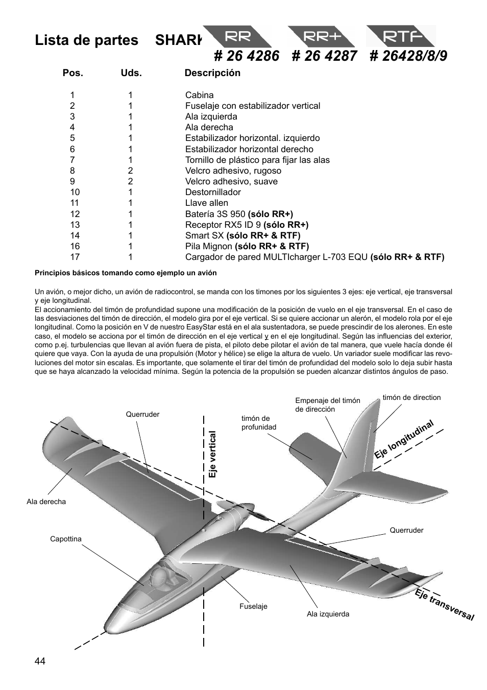 Lista de partes shark | HITEC Shark User Manual | Page 44 / 48