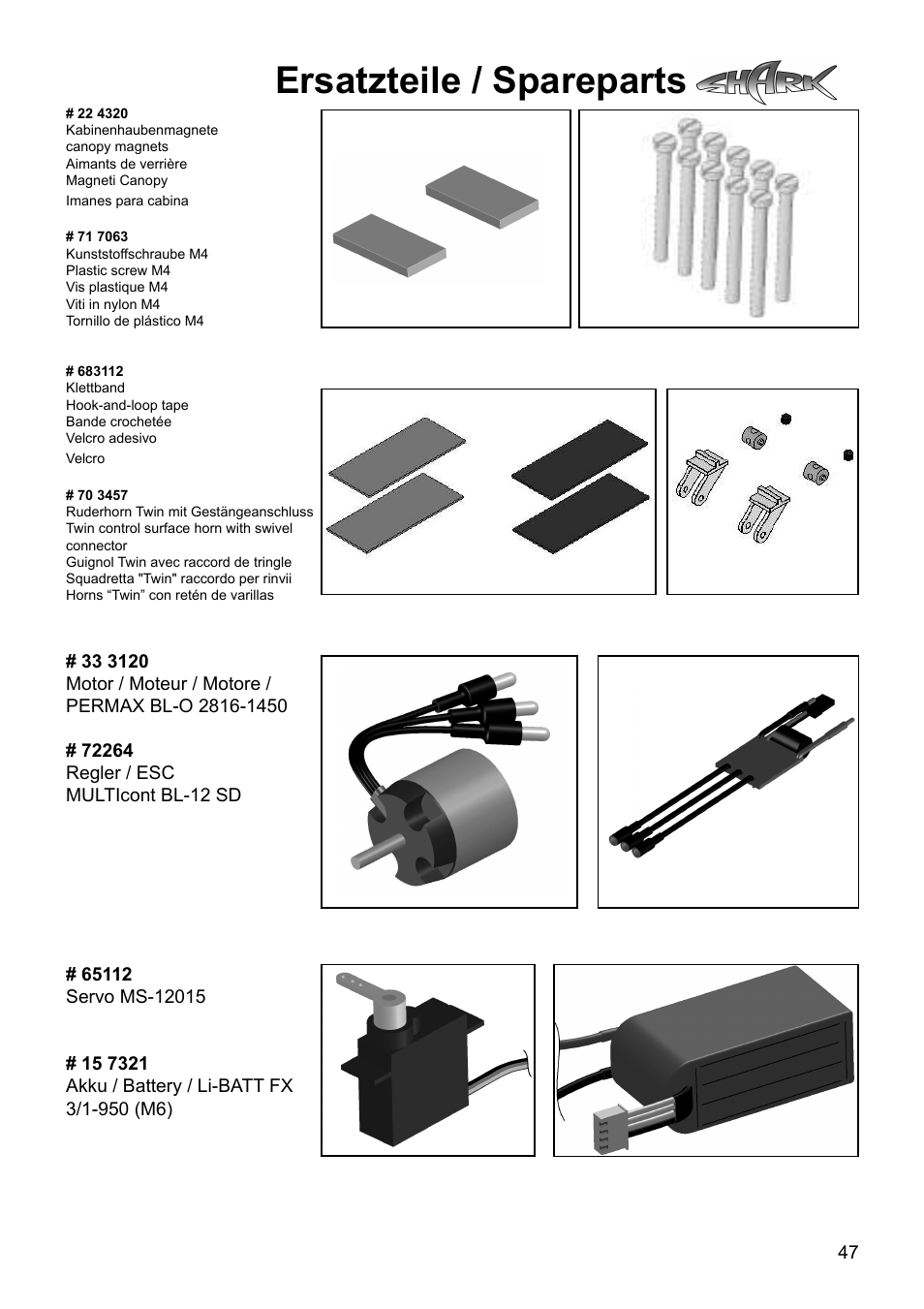 Ersatzteile / spareparts | HITEC Shark User Manual | Page 47 / 48