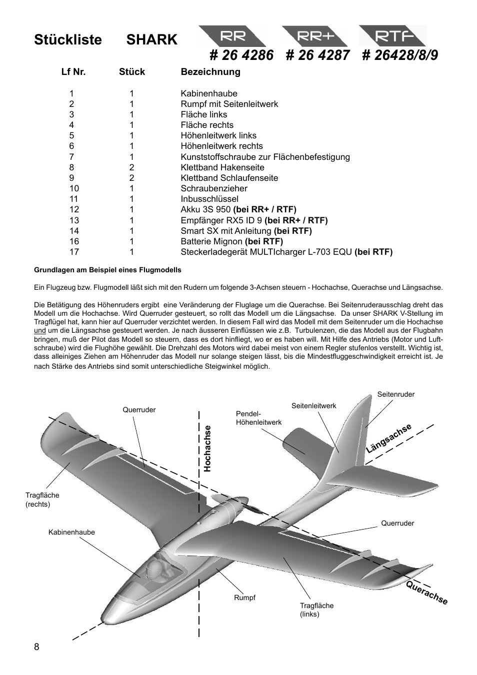 Stückliste shark | HITEC Shark User Manual | Page 8 / 48