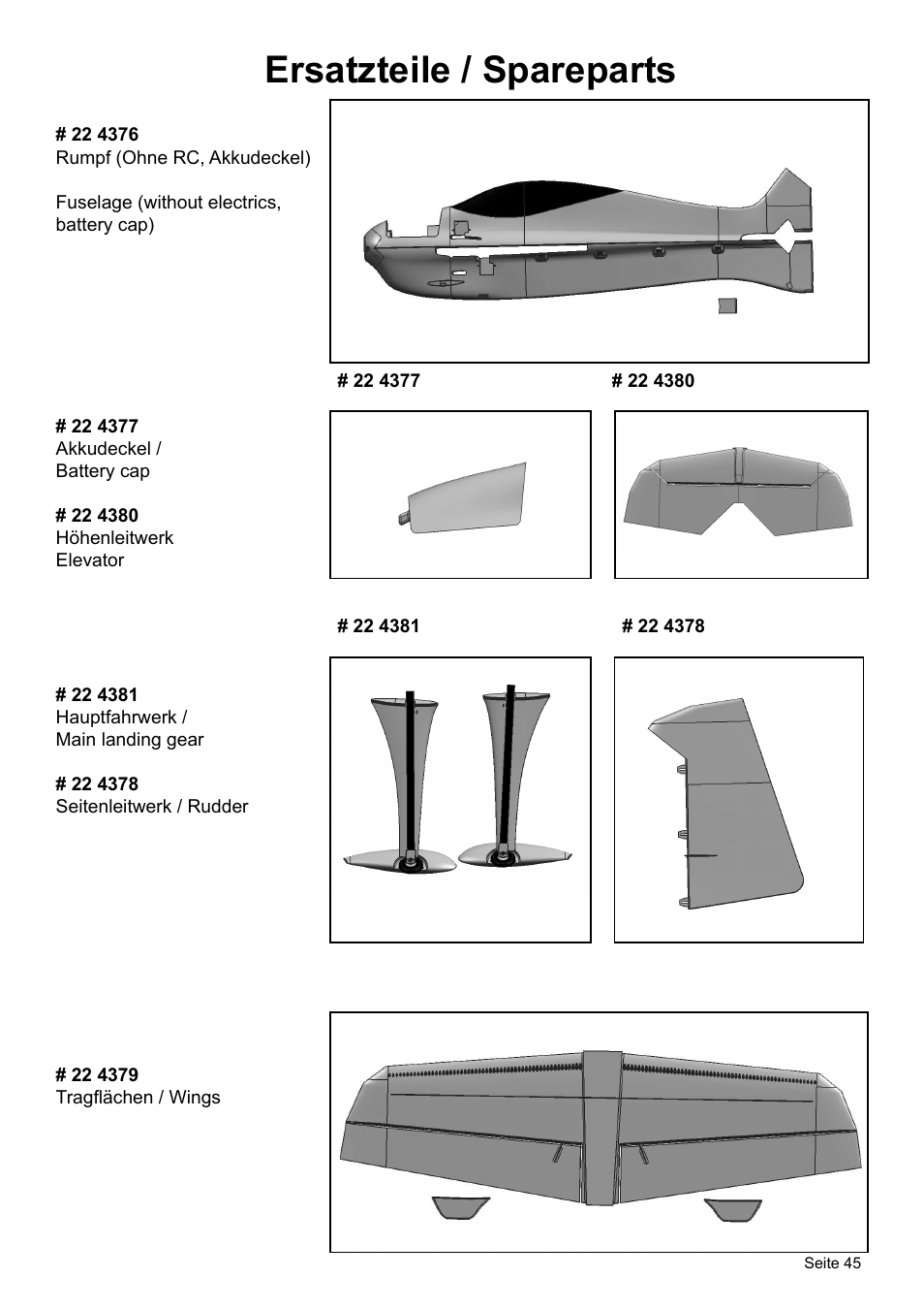 Ersatzteile / spareparts | HITEC StuntMaster User Manual | Page 21 / 24