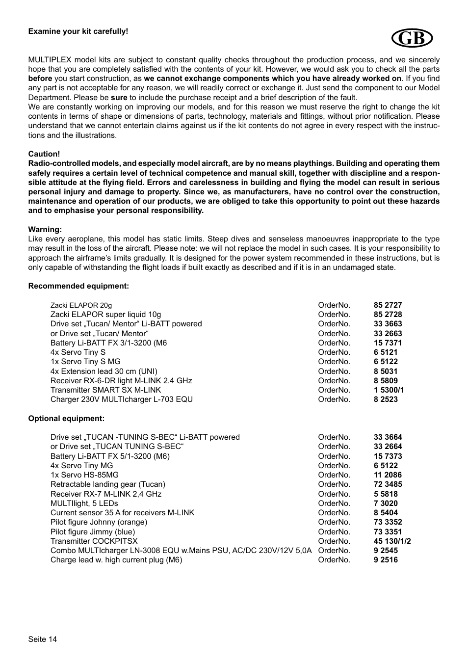 HITEC Tucan User Manual | Page 14 / 64