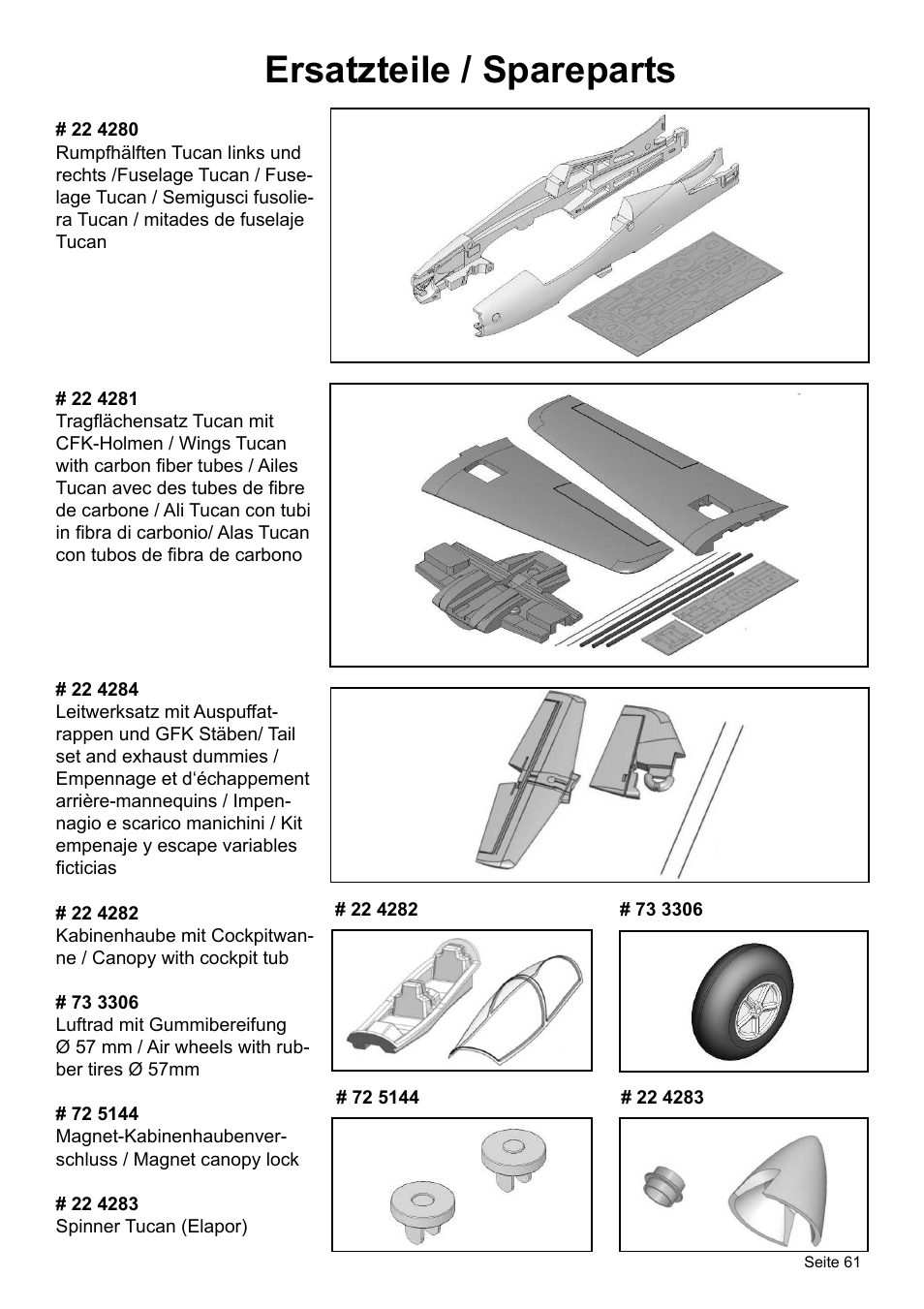 Ersatzteile / spareparts | HITEC Tucan User Manual | Page 61 / 64