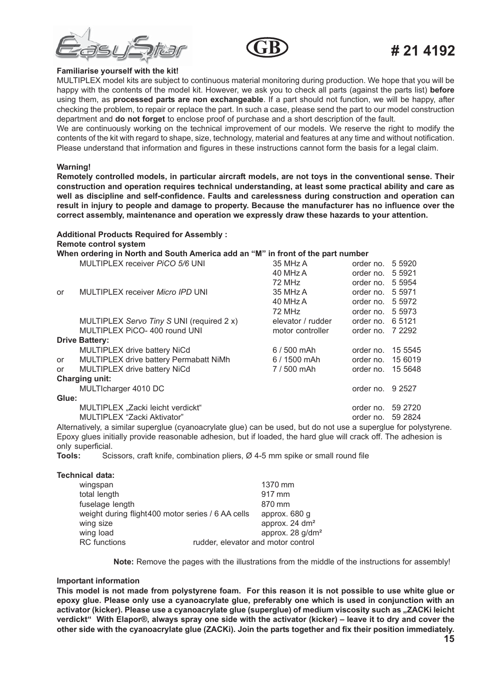 HITEC Easy Star User Manual | Page 15 / 32