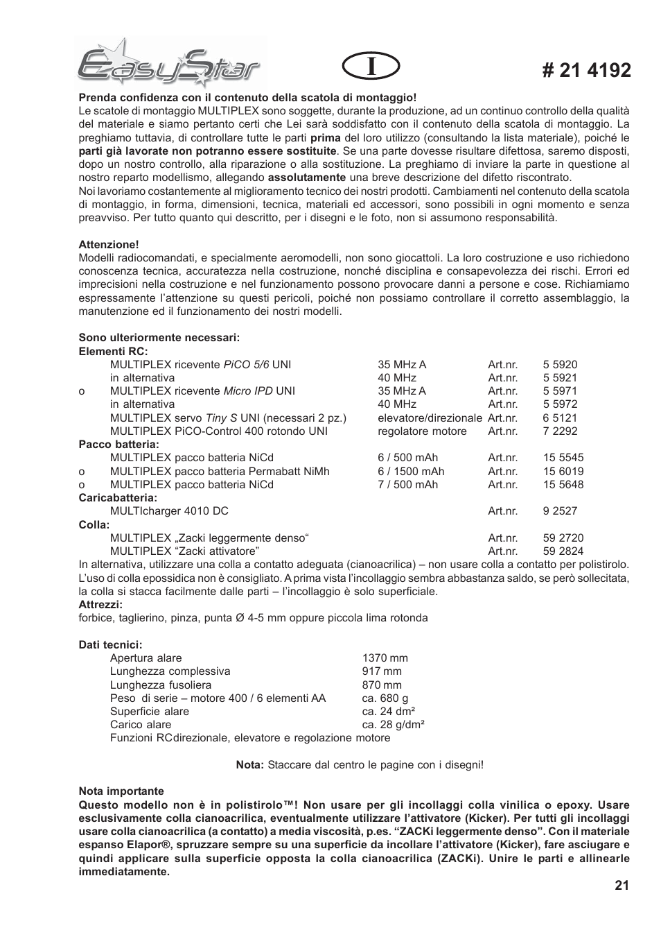 HITEC Easy Star User Manual | Page 21 / 32