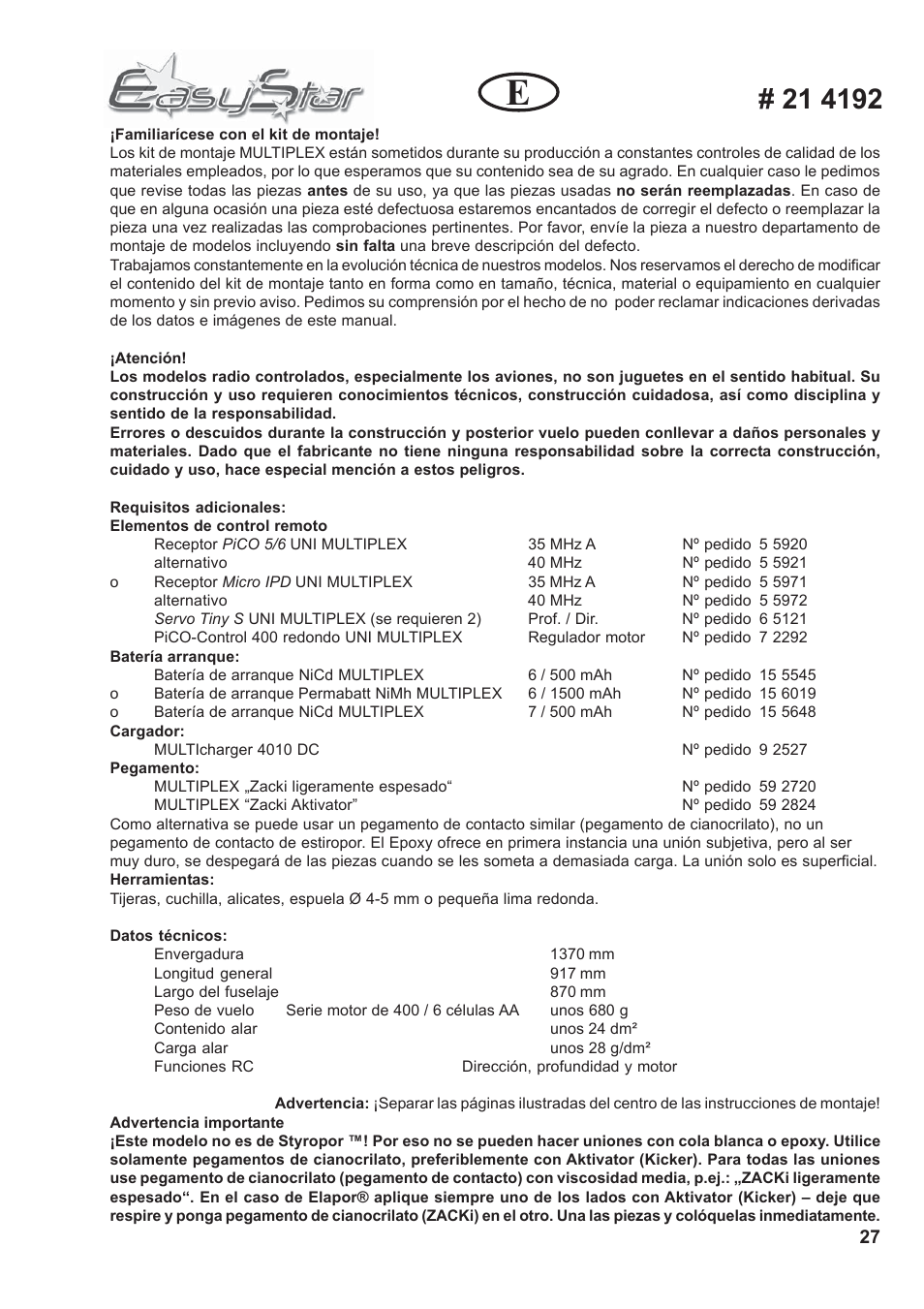 HITEC Easy Star User Manual | Page 27 / 32