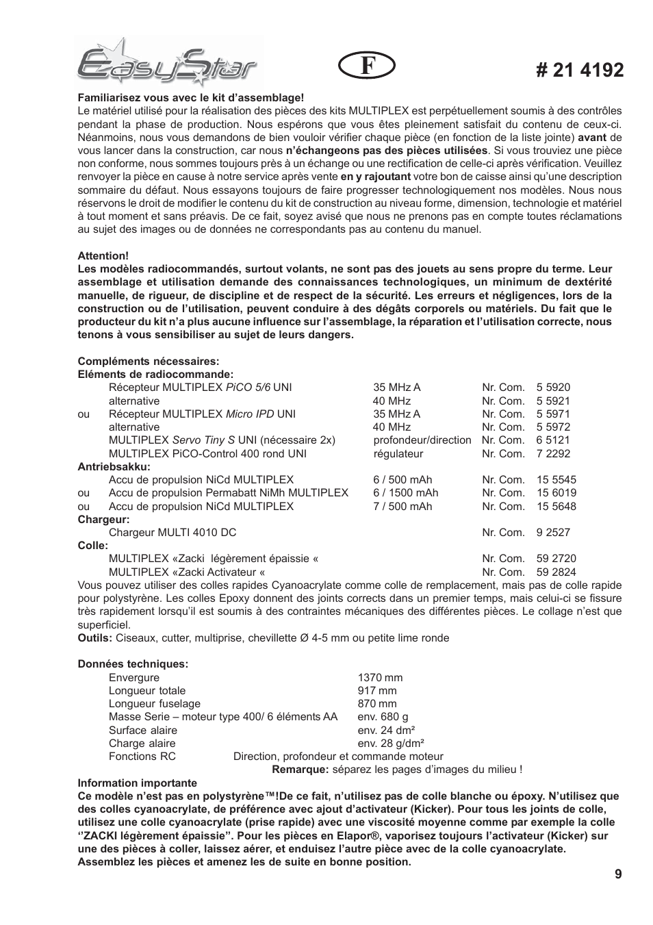 HITEC Easy Star User Manual | Page 9 / 32