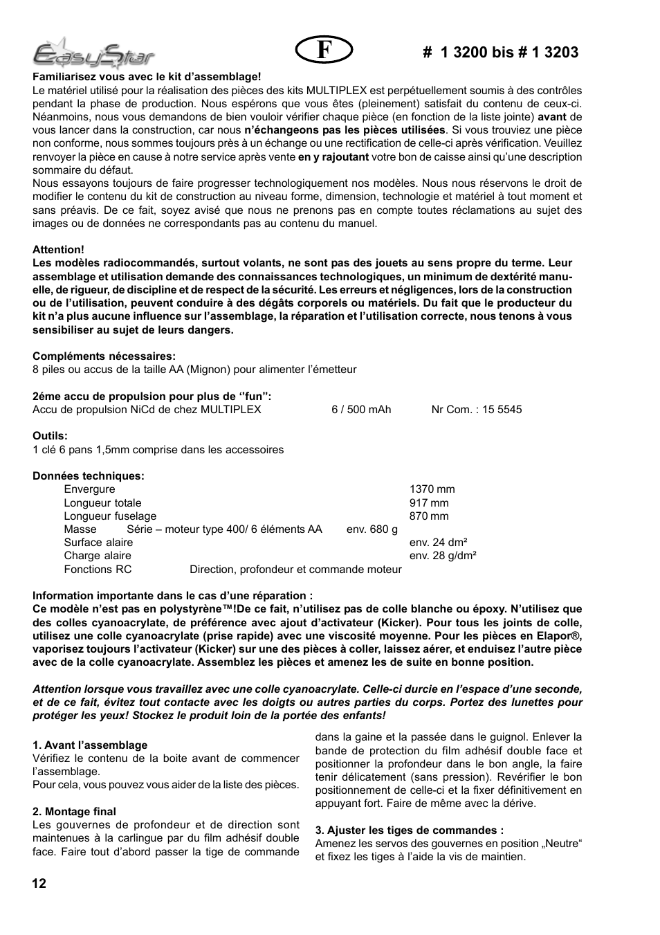 HITEC Easy Star (Ready to Fly) User Manual | Page 12 / 44