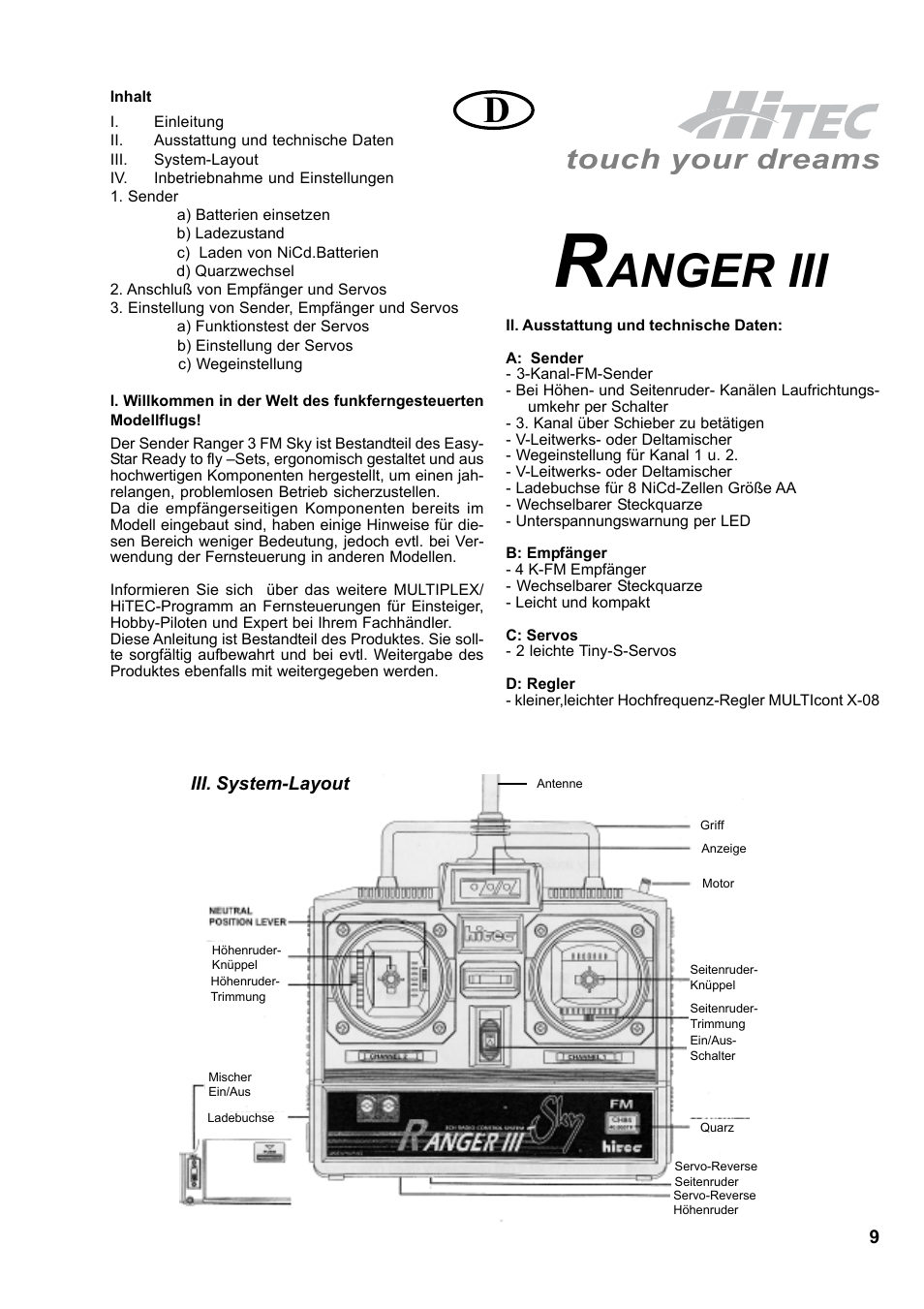 Anger iii, Touch your dreams | HITEC Easy Star (Ready to Fly) User Manual | Page 9 / 44