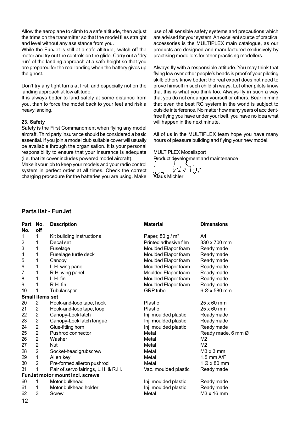 HITEC FunJet User Manual | Page 12 / 32