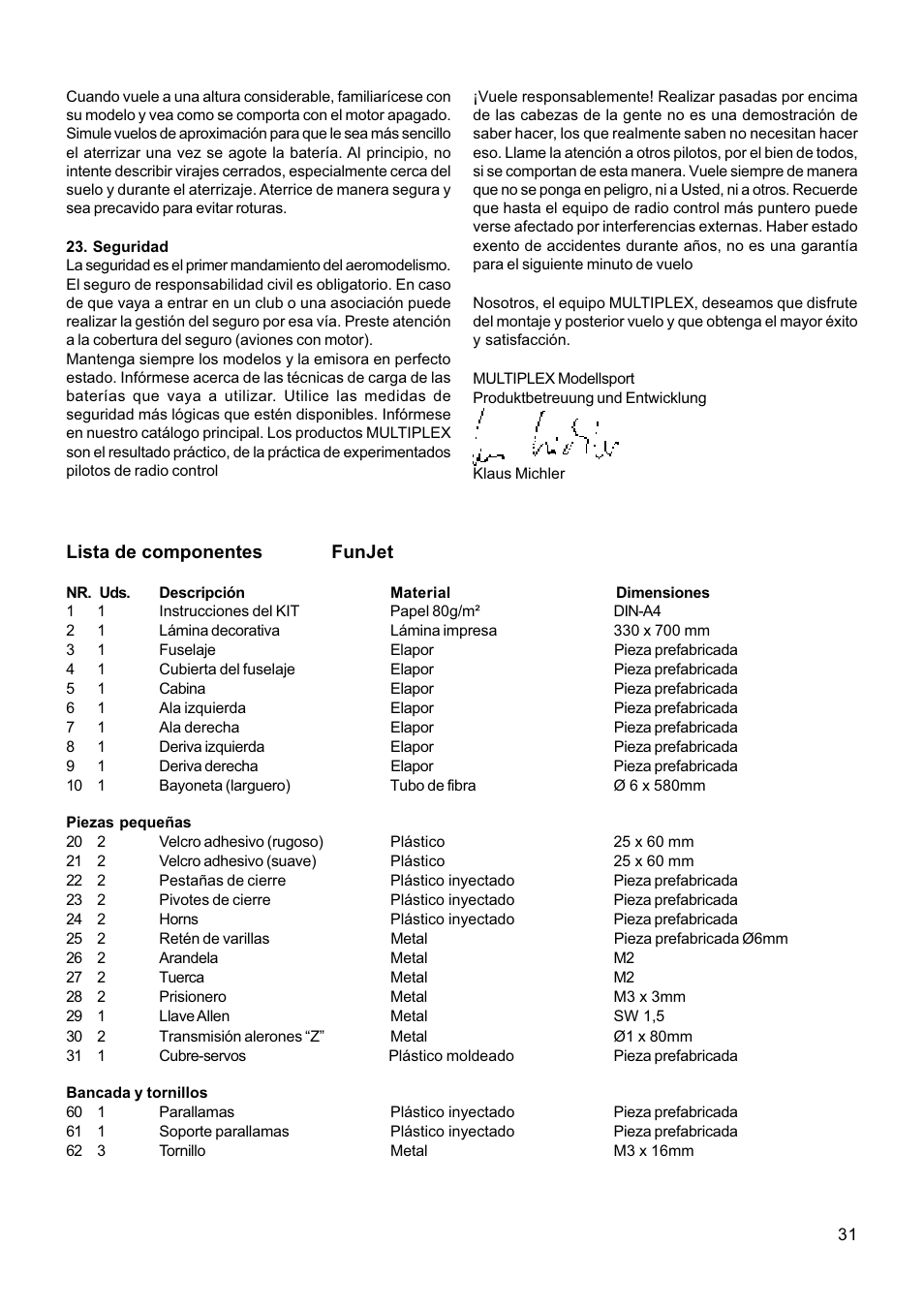 HITEC FunJet User Manual | Page 31 / 32