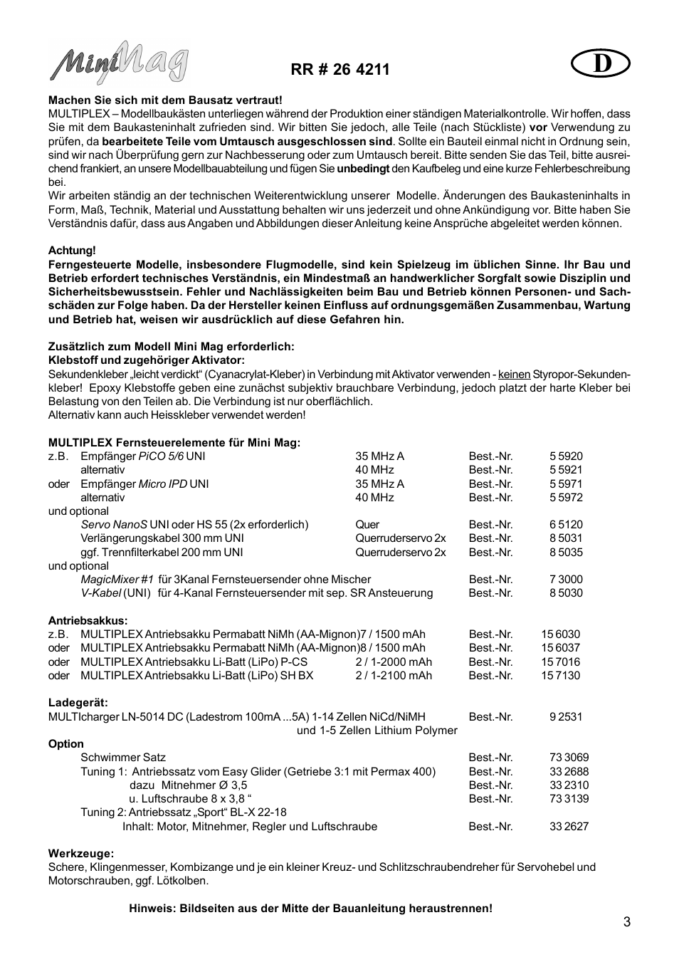 HITEC MiniMag (RR) User Manual | Page 3 / 52