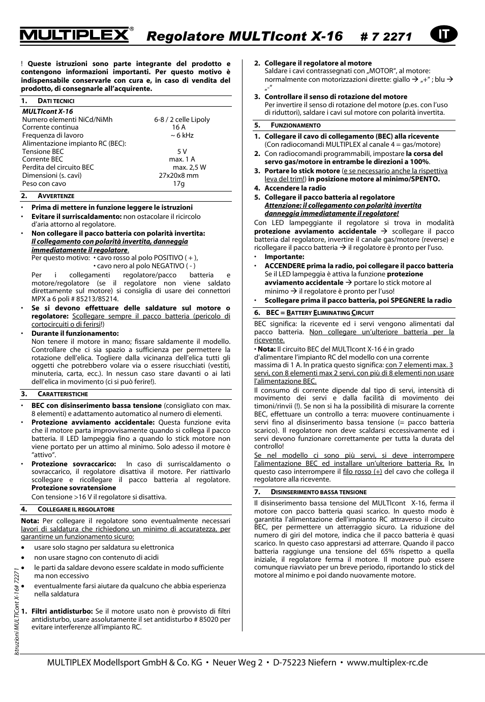 Regolatore multicont x-16 | HITEC MiniMag (RR) User Manual | Page 42 / 52
